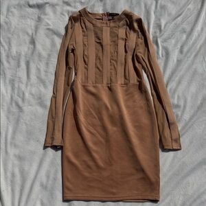 Entry Tan Long Sleeve Dress